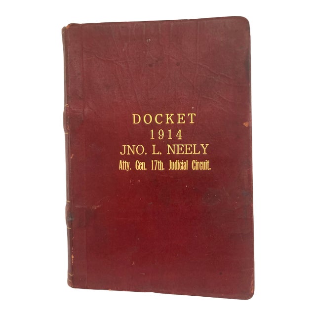 1914 Antique Legal Docket Journal For Sale