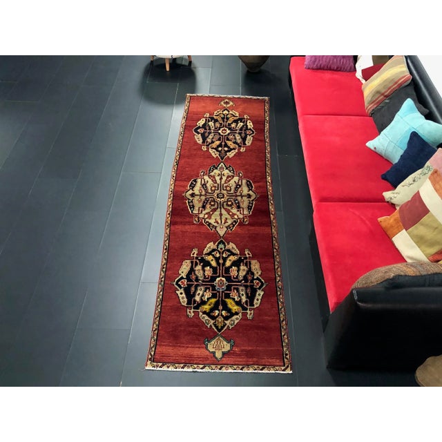 Vintage Traditional Turkish Oushak Handmade Red Runner Rug For Sale - Image 11 of 11