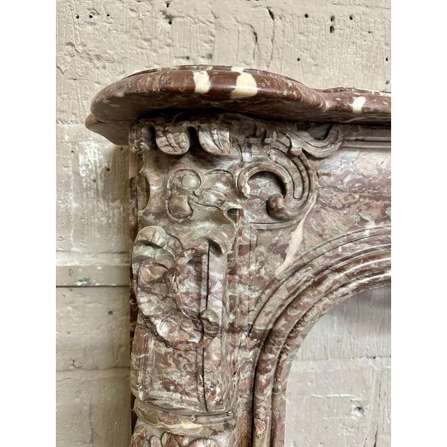 Stone Large Antique Louis XV French Marble Fireplace, 1770 For Sale - Image 7 of 10