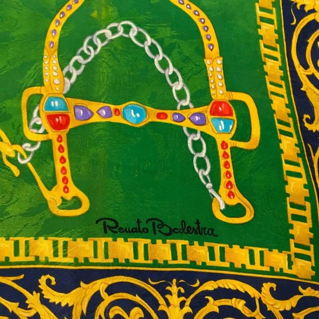 1980s Vintage Silk Color Italian Scarf Foulard by Renato Balestra For Sale - Image 4 of 11