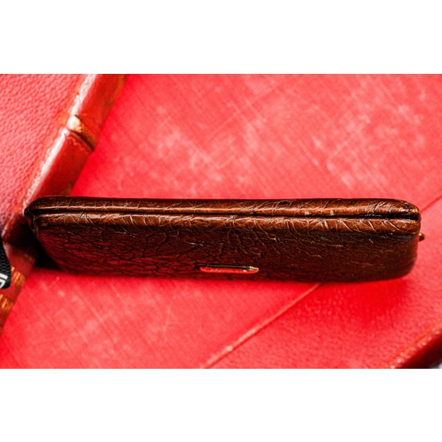 Amazing Quality Luxury Antique Ostrich Leather Wallet With 14k Gold Plaque Monogram SJS Credit Card Holder Money Cash Business Card Case For Sale - Image 9 of 9