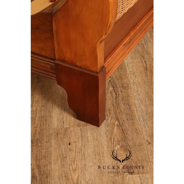 English Lexington Cherry And Wicker Queen Sleigh Bed For Sale - Image 3 of 18
