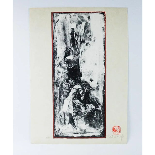 Rare color etching by Dang Lebadang, signed and stamped by hand lower right, inscribed lower left: 'E.A. : épreuves...