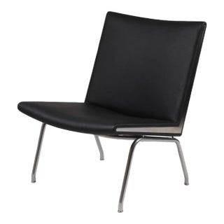 Black Bison Leather Ch401 Airport Chair by Hans J. Wegner for Carl Hansen & Søn For Sale