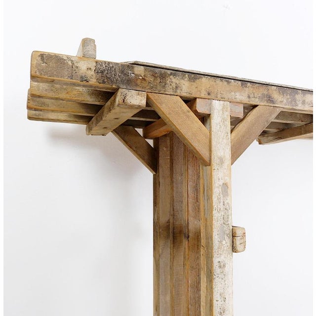 Large Brutalist Console Table with Patina Wood For Sale - Image 15 of 16