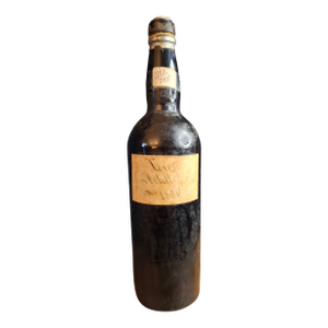 19th Century Hand-Blown Empty Wine Bottle - Original Pontil Mark & 1864 Label