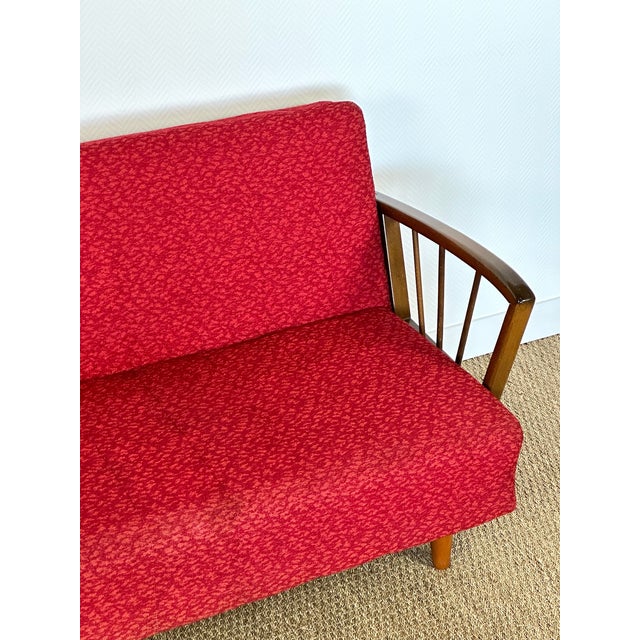 Vintage Scandinavian Convertible Sofa in Wood and Fabric, 1960s For Sale - Image 13 of 17