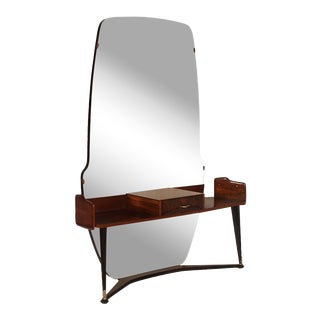 Italian Burl Walnut Mirror by Cesare Lacca, 1950s For Sale