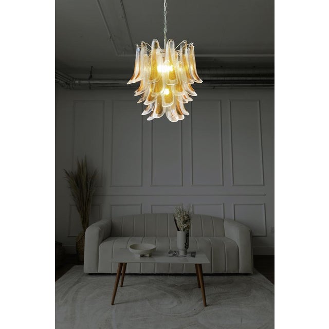 Vintage Italian Murano Chandelier with 41 Glass Amber Petals, 1990s For Sale - Image 4 of 17