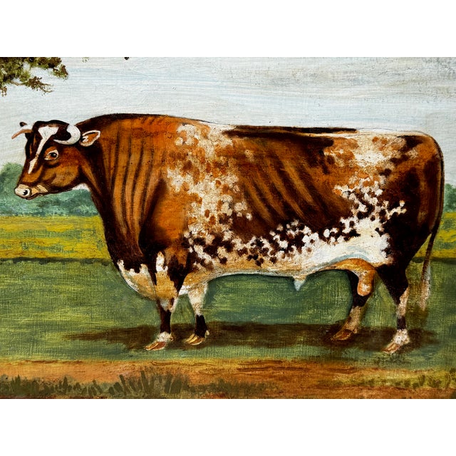 Victorian British Shorthorn Bull Pastoral Oil Painting in Gilt Frame c.1890 in the Manner of William Ward For Sale - Image 4 of 18
