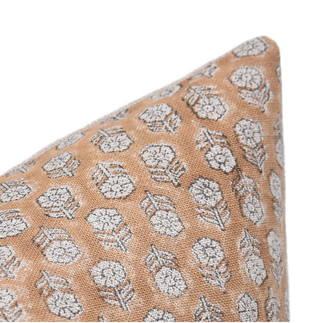 Not Yet Made - Made To Order Block Printed Thick Linen Throw Pillow Cover 16x16 Inch- Tulsi Buti For Sale - Image 5 of 5