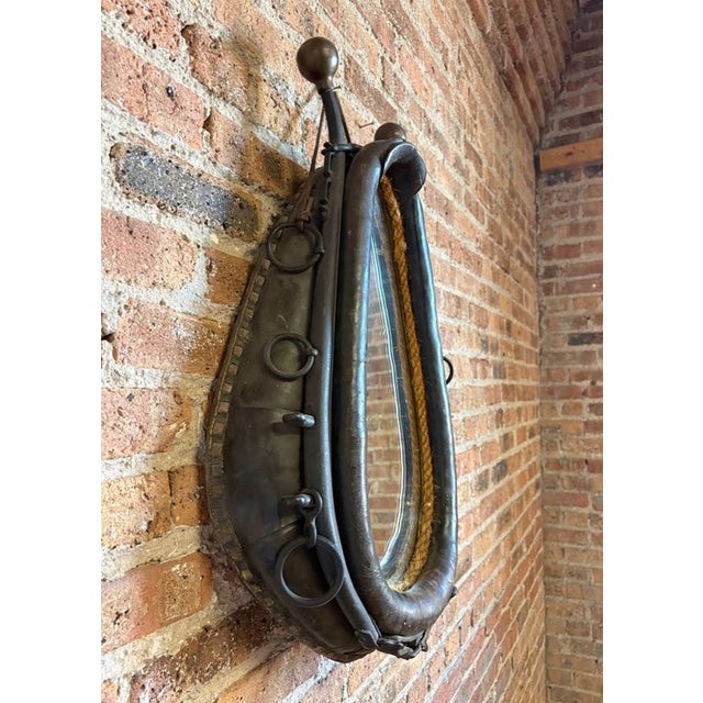 Antique Repurposed Leather Horse Collar Mirror For Sale - Image 4 of 12