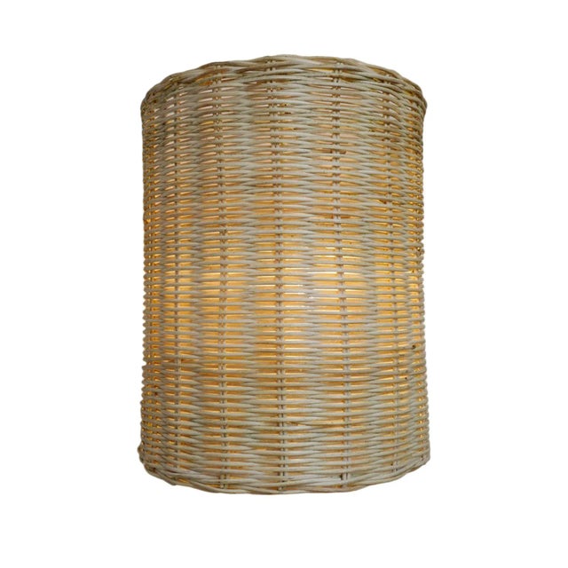 Contemporary Raw Wicker Weave Wall Sconce For Sale - Image 3 of 3