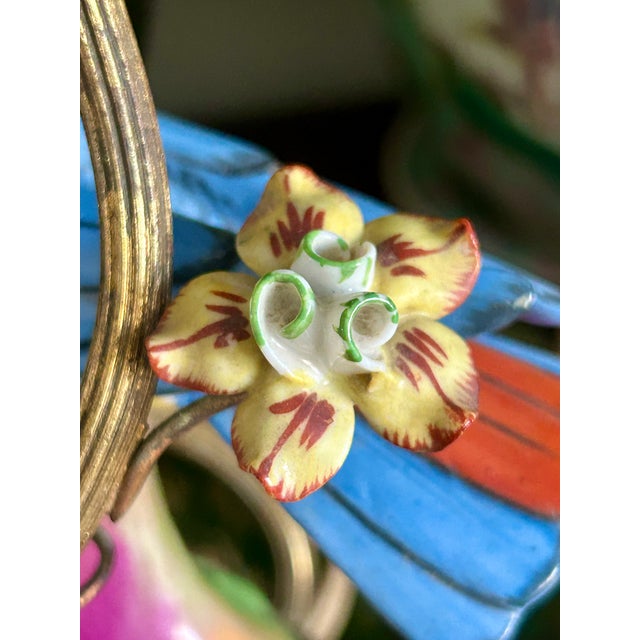 Pair of Antique French Porcelain Bird Figural Lamps For Sale - Image 10 of 11