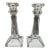 1940s Pair of Mid-Century Art Deco Style Pressed Glass Candlesticks, 7.25” For Sale