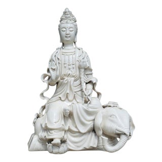 19th Century Qing Dynasty Chinese Blanc De Chine Guanyin Porcelain Figure For Sale