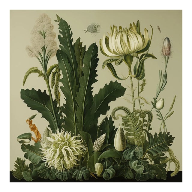 20' X 20' Original Botanical Print - Dark Green, Evergreen, Unframed For Sale
