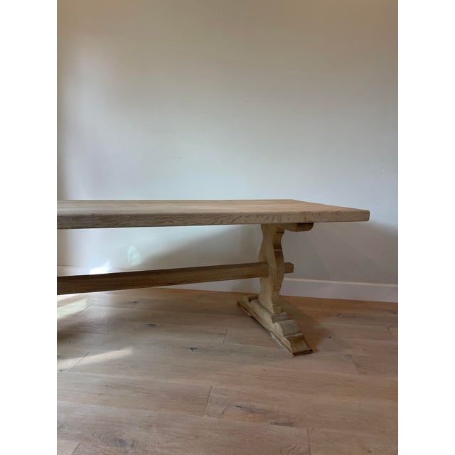 20th C. French Solid Oak Trestle Table - Antique Dining Room Table For Sale - Image 4 of 12