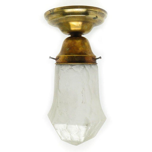 Metal Art Nouveau Brass and Glass Ceiling Lamp, Germany, Early 20th Century For Sale - Image 7 of 7