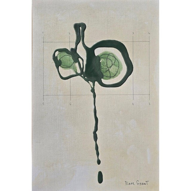 14.2" by 18.9" Set of 4 - Contemporary Dark Green Botanical Organic Modern Original Oil Paintings / Herbarium / Floral / Earth Tones For Sale - Image 4 of 8