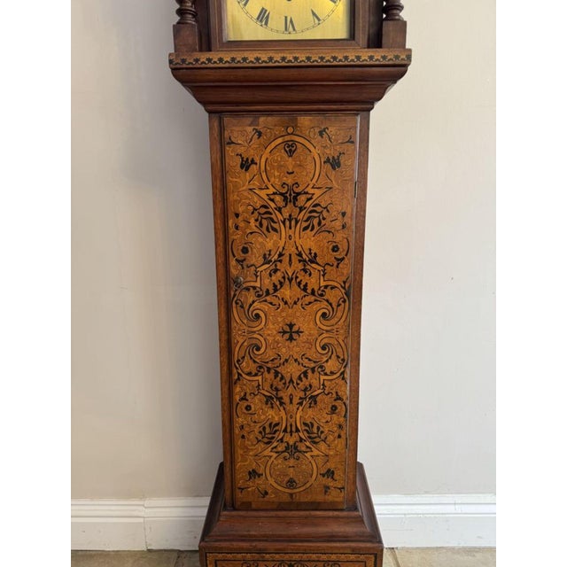 Metal Edwardian Musical Inlaid Marquetry Grandmother Clock, 1900s For Sale - Image 7 of 8