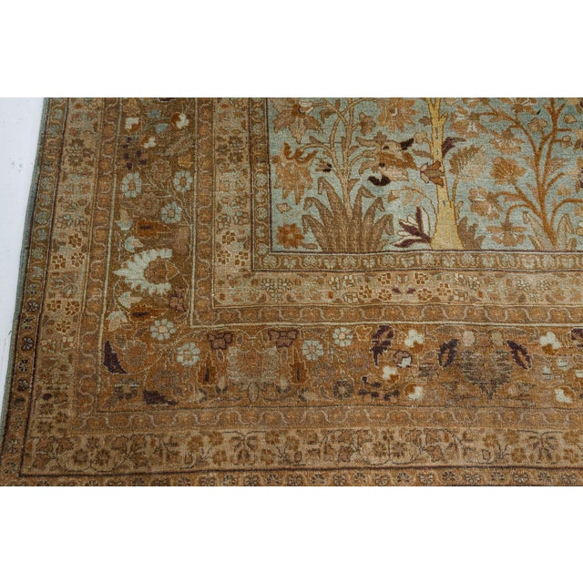 Textile 1930s Persian Tabriz Rug in Blue, Brown, Gold For Sale - Image 7 of 8