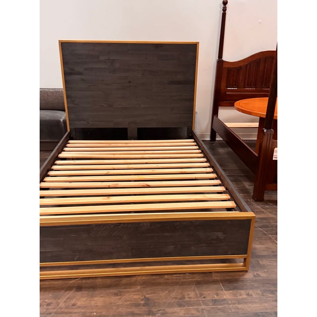 Queen Size Zin Home Elle Brass Bed Frame For Sale - Image 10 of 12