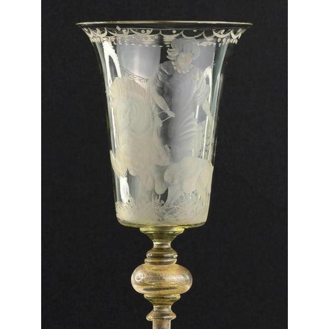 Antique Bohemian Hand-Blown Engraved Goblet with Hunter and Horse, 1830s For Sale - Image 5 of 14