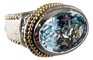Blue Topaz Sterling & Vermeil Ring Sz 6 New!