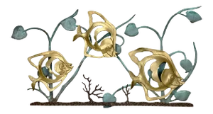 Mid-Century Oceanic Reef Fish Brass & Copper Wall Hanging Sculpture