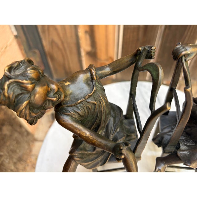 Antique Franz Iffland Art Nouveau Bronze Sculptures - Mirrored Pair For Sale - Image 4 of 9