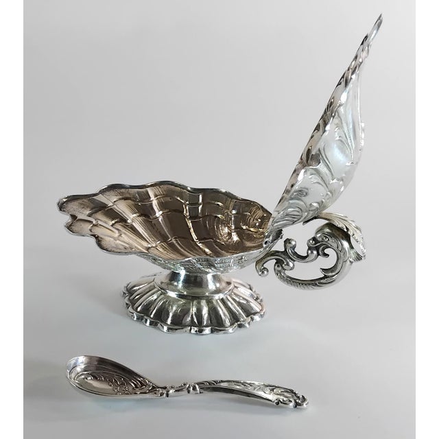1950s 1950s Spanish Sterling Silver Pinch Salt Cellar With Spoon For Sale - Image 5 of 6
