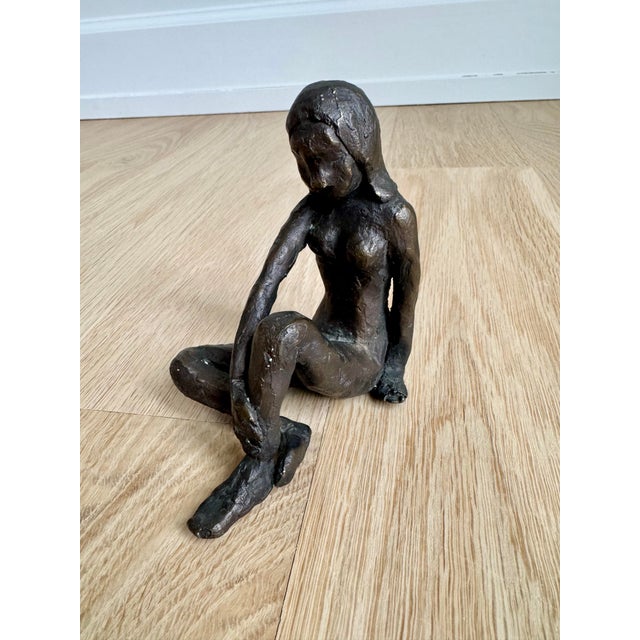 Mid 20th Century Solid Cast Bronze Brutalist Seated Female Nude Sculpture - 4.5" For Sale - Image 9 of 10
