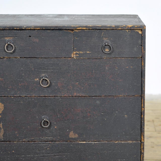 Black Small Antique Japanese Chest of Drawers, 1900 For Sale - Image 8 of 11