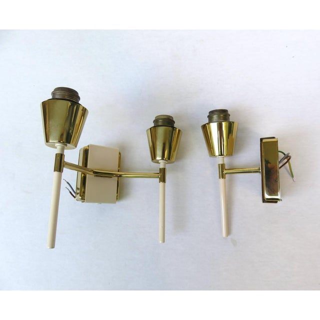 Wall Lights in Brass and Beige, 1950s, Set of 2 For Sale - Image 15 of 18