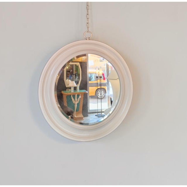 Lacquered wood frame wall mirror, mirrored glass with bevel, designed by Ico Parisi for Longhi, Italy, 1960 Excellent...