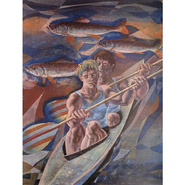 Hans Erni, Canoeing, Print For Sale
