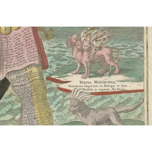 Title: Striking 1740 Engraving of Colossus Depicting King Nebuchadnezzar's Dream : This vibrant 1740 engraving, titled...