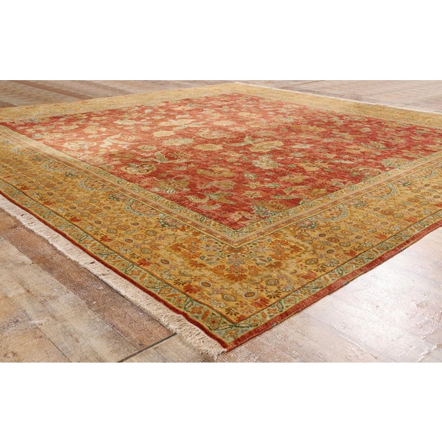 Red Vintage Egyptian Tabriz Rug, 10'01 X 10'04 For Sale - Image 8 of 10
