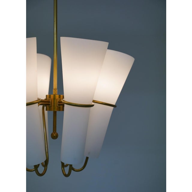Ceiling Light in Brass and Opaline Glass attributed to Hans-Agne Jakobsson, 1950s For Sale - Image 13 of 15