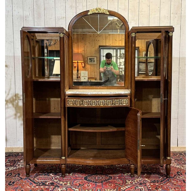 Art Deco Period Sideboard in Mahogany, Oak and Marble Top, 1930s For Sale - Image 14 of 18