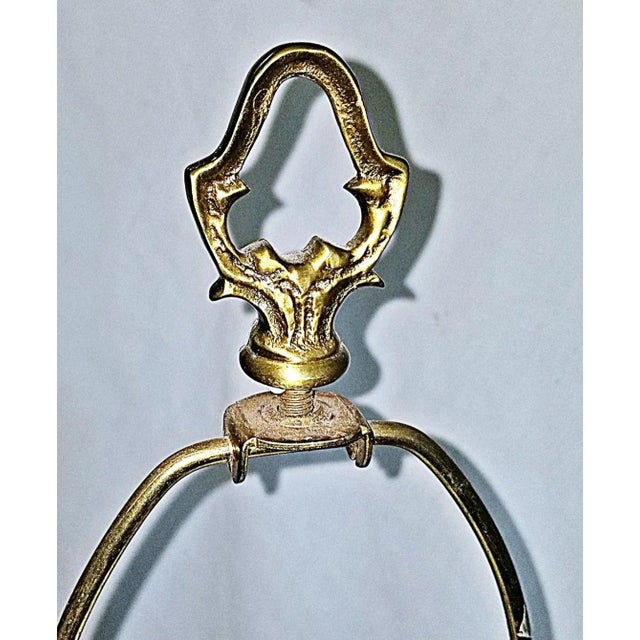 Gold French Dore' Electrified Vaseline Glass Oil Lamp For Sale - Image 8 of 9