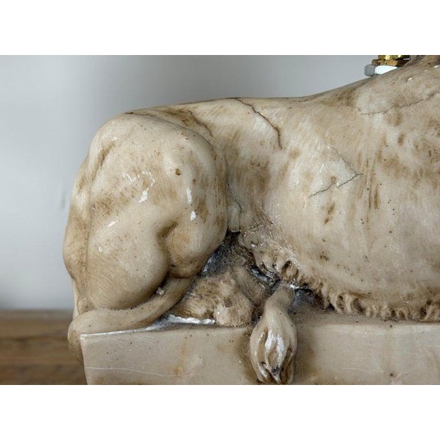 Pair of Neoclassical Recumbent Lion Table Lamps - After Canova For Sale - Image 10 of 15