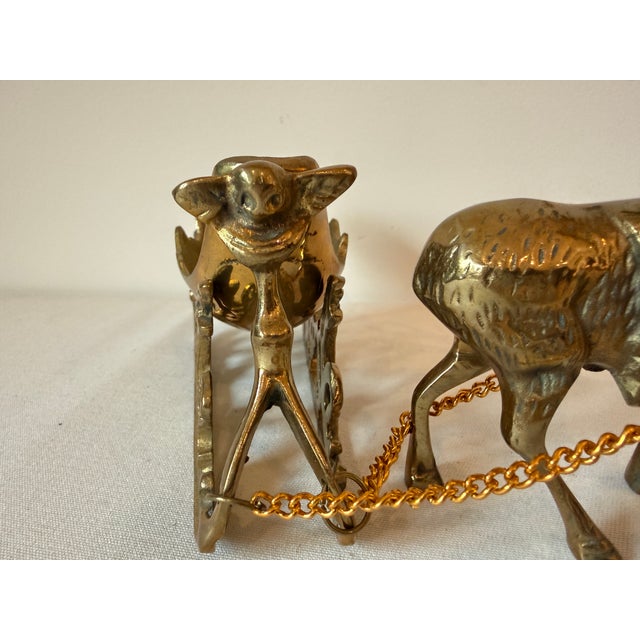Late 20th Century Vintage Brass Reindeer & Sleigh For Sale - Image 5 of 11