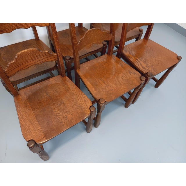 Vintage Brutalist Chairs in Oak Wood, 1960s, Set of 6 For Sale - Image 10 of 18