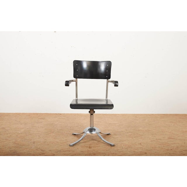 Metal Swivel Desk Chair with Molded Plywood Seat and Back by Rudolf Vichr for Vichr a Spol, Prague, Former Czechoslovakia, 1930s For Sale - Image 13 of 13