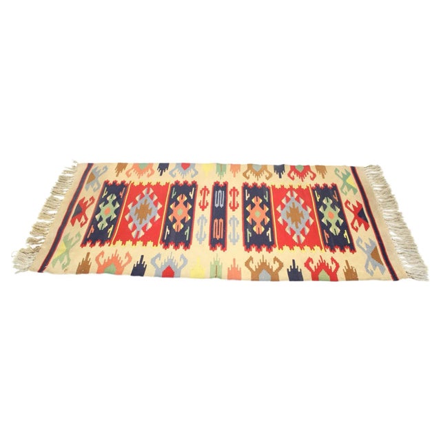 Mid-Century Wool Reversible Kelim Rug, 1960s For Sale - Image 9 of 9