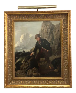 William John Thomas Collins “The Mussel Gatherer” Oil on Canvas Painting