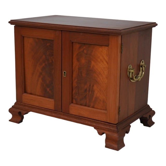 Bench Made Chippendale Style 2 Door Walnut Jewelry Box For Sale