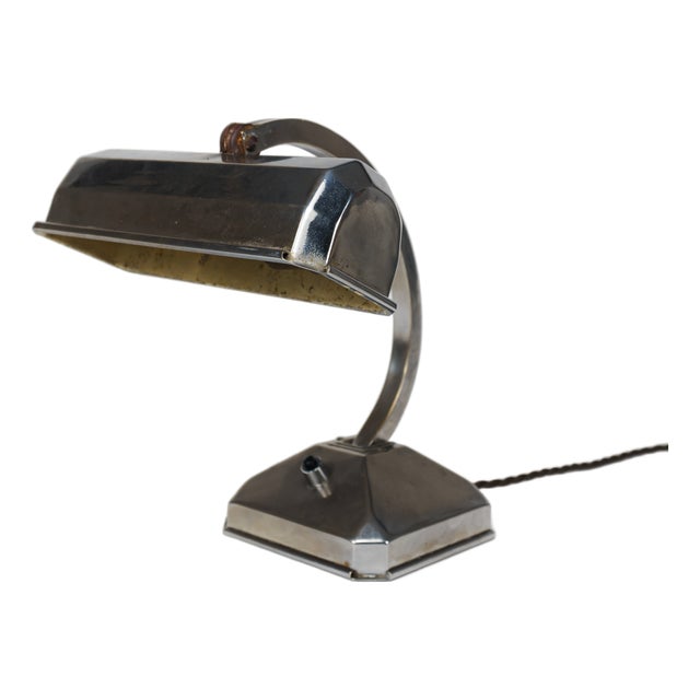 French Art Deco Chromed Articulated Bankers Desk Lamp, 1930s For Sale